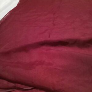Long burgundy-fuchsia, synthetic and cotton blend materials, fabric